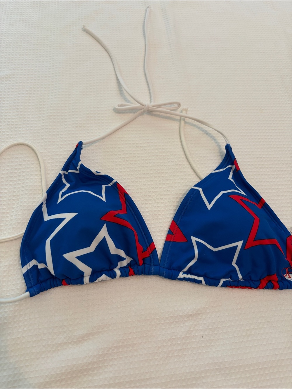 OP Girls Blue Star Triangle Swim Top with Red & White Accents